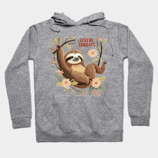 Serene Sundays: Kawaii Sloth & Florals Hoodie